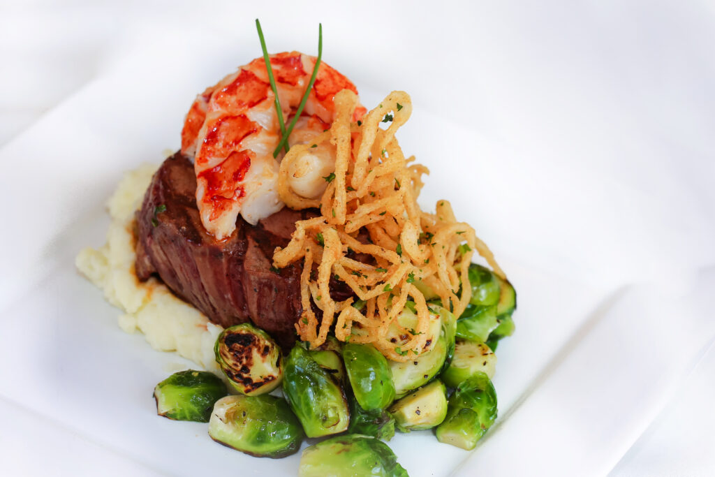 Catered filet and seafood dish
