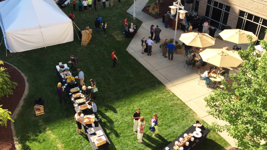 Catered event in the Fluno Center courtyard