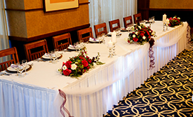 Floral wedding decor on tables