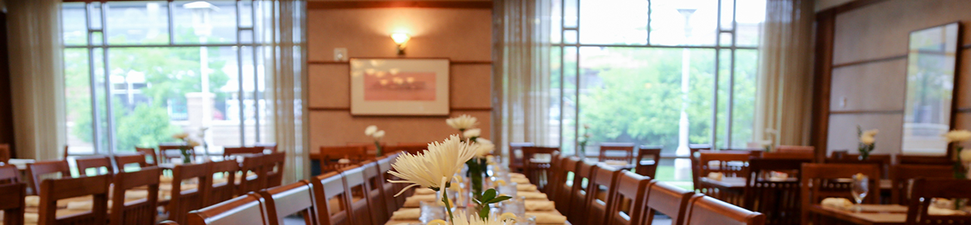 Decorated tables at Oros Executive Dining Room